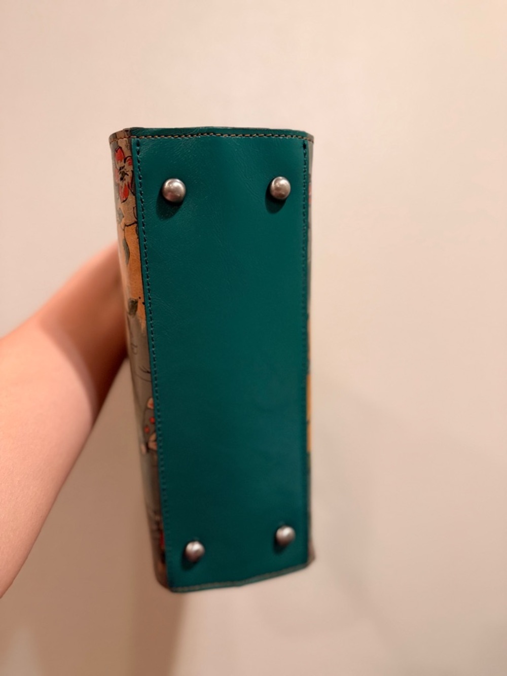 Patricia Nash Top-Handle Bag in Teal & Mustard with Detachable Strap - Picture 4 of 12